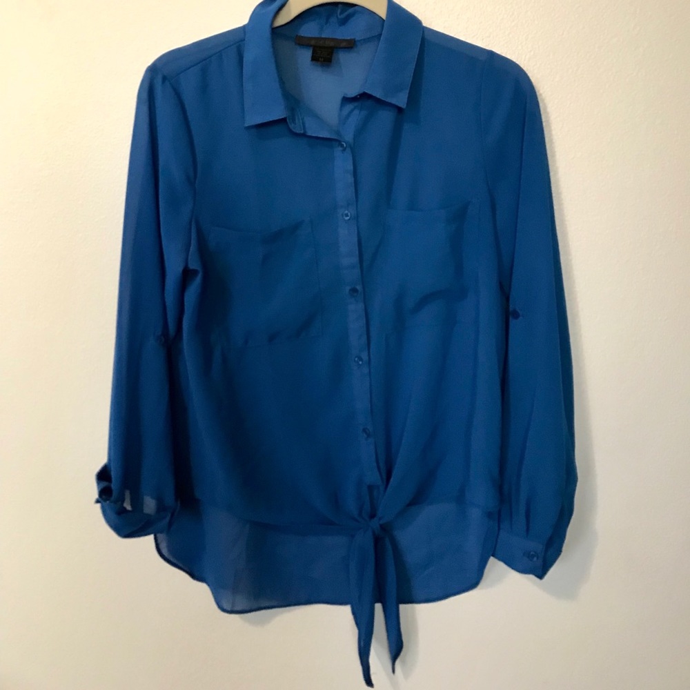 Blue button up tunic